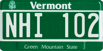 VT license plate NHI102