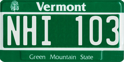 VT license plate NHI103