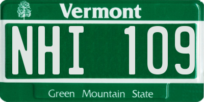 VT license plate NHI109