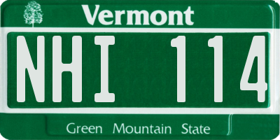 VT license plate NHI114