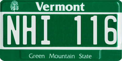 VT license plate NHI116
