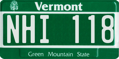 VT license plate NHI118