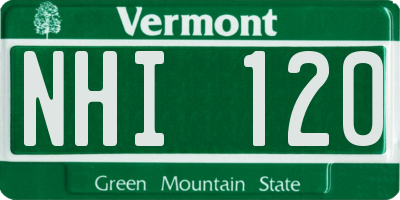 VT license plate NHI120