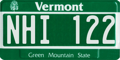 VT license plate NHI122