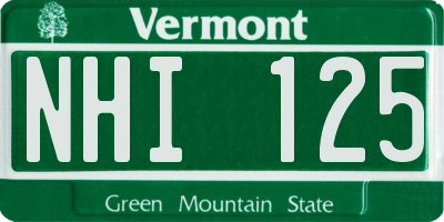 VT license plate NHI125