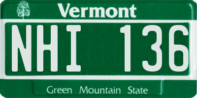 VT license plate NHI136