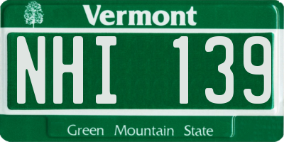VT license plate NHI139