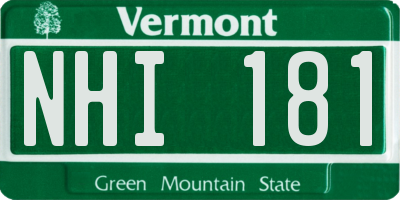 VT license plate NHI181