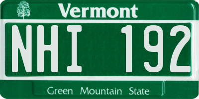 VT license plate NHI192