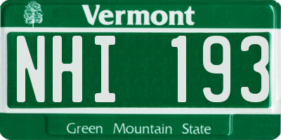 VT license plate NHI193