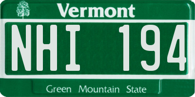 VT license plate NHI194