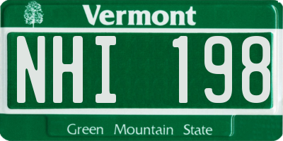 VT license plate NHI198