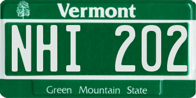 VT license plate NHI202
