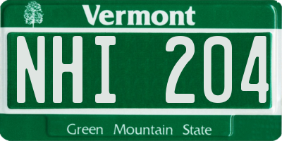 VT license plate NHI204