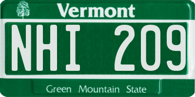 VT license plate NHI209