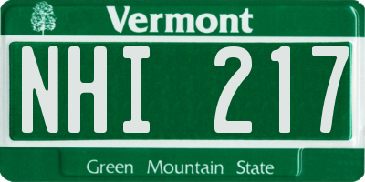 VT license plate NHI217