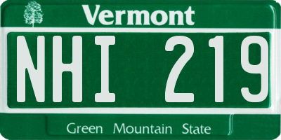 VT license plate NHI219