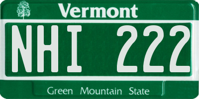 VT license plate NHI222