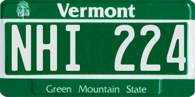 VT license plate NHI224