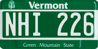 VT license plate NHI226