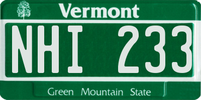 VT license plate NHI233