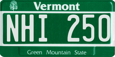 VT license plate NHI250