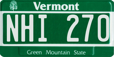 VT license plate NHI270