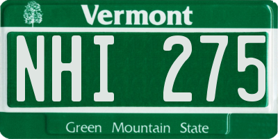 VT license plate NHI275