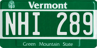 VT license plate NHI289