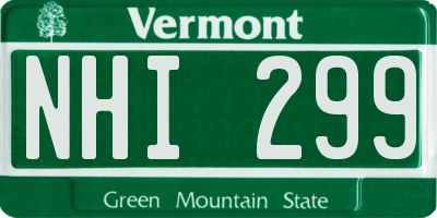VT license plate NHI299