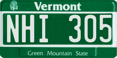 VT license plate NHI305