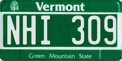 VT license plate NHI309