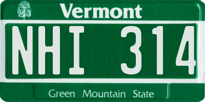 VT license plate NHI314