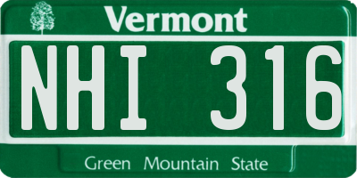 VT license plate NHI316