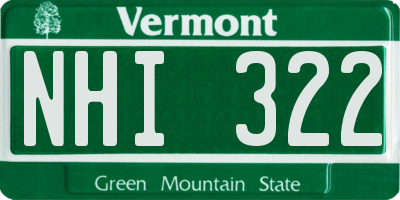 VT license plate NHI322