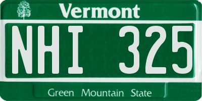 VT license plate NHI325