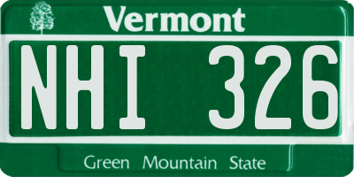VT license plate NHI326