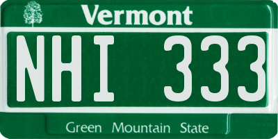VT license plate NHI333