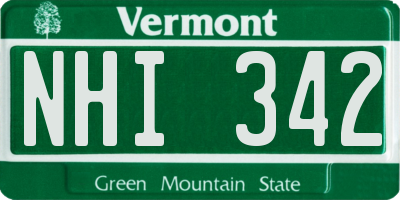 VT license plate NHI342