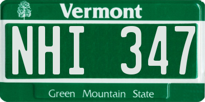 VT license plate NHI347
