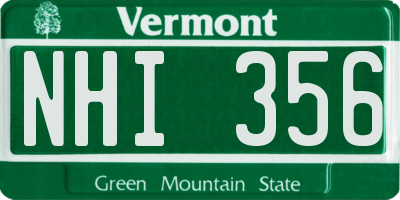 VT license plate NHI356