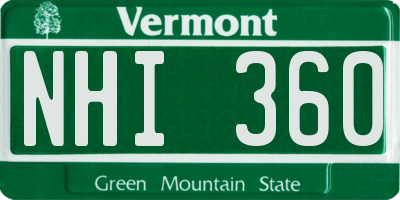 VT license plate NHI360