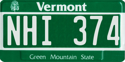 VT license plate NHI374