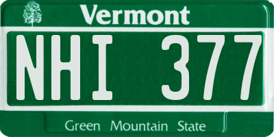 VT license plate NHI377