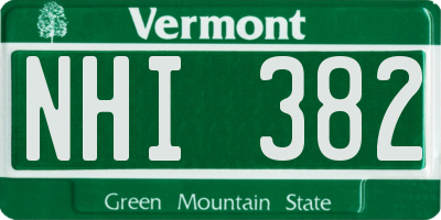 VT license plate NHI382