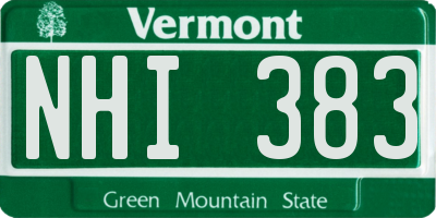 VT license plate NHI383