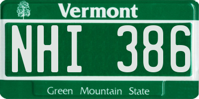 VT license plate NHI386