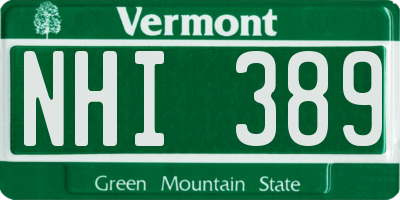 VT license plate NHI389