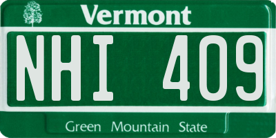 VT license plate NHI409