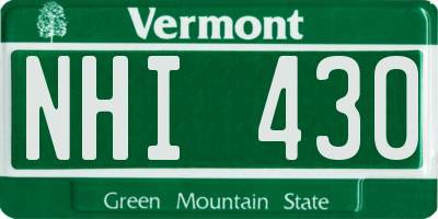 VT license plate NHI430